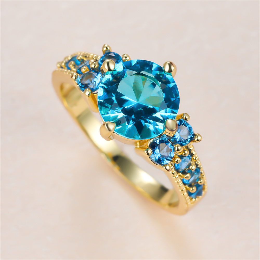 Turquoise Stone Ring - Обручальные кольца с круглым камнем и