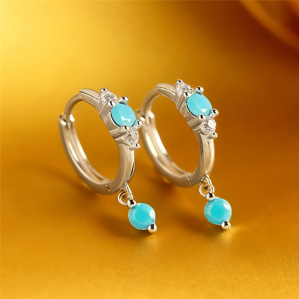 Милые женские круглые серьги-к – обзор и цена Turquoise Stone Ring