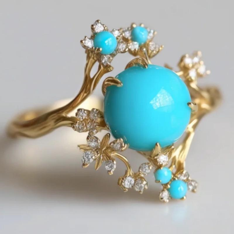 Женское кольцо с ажурным узоро – обзор и цена Turquoise Stone Ring
