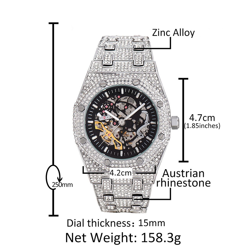 Хип-хоп Bling Iced Out светящи – обзор и цена Jewelry Watches Men
